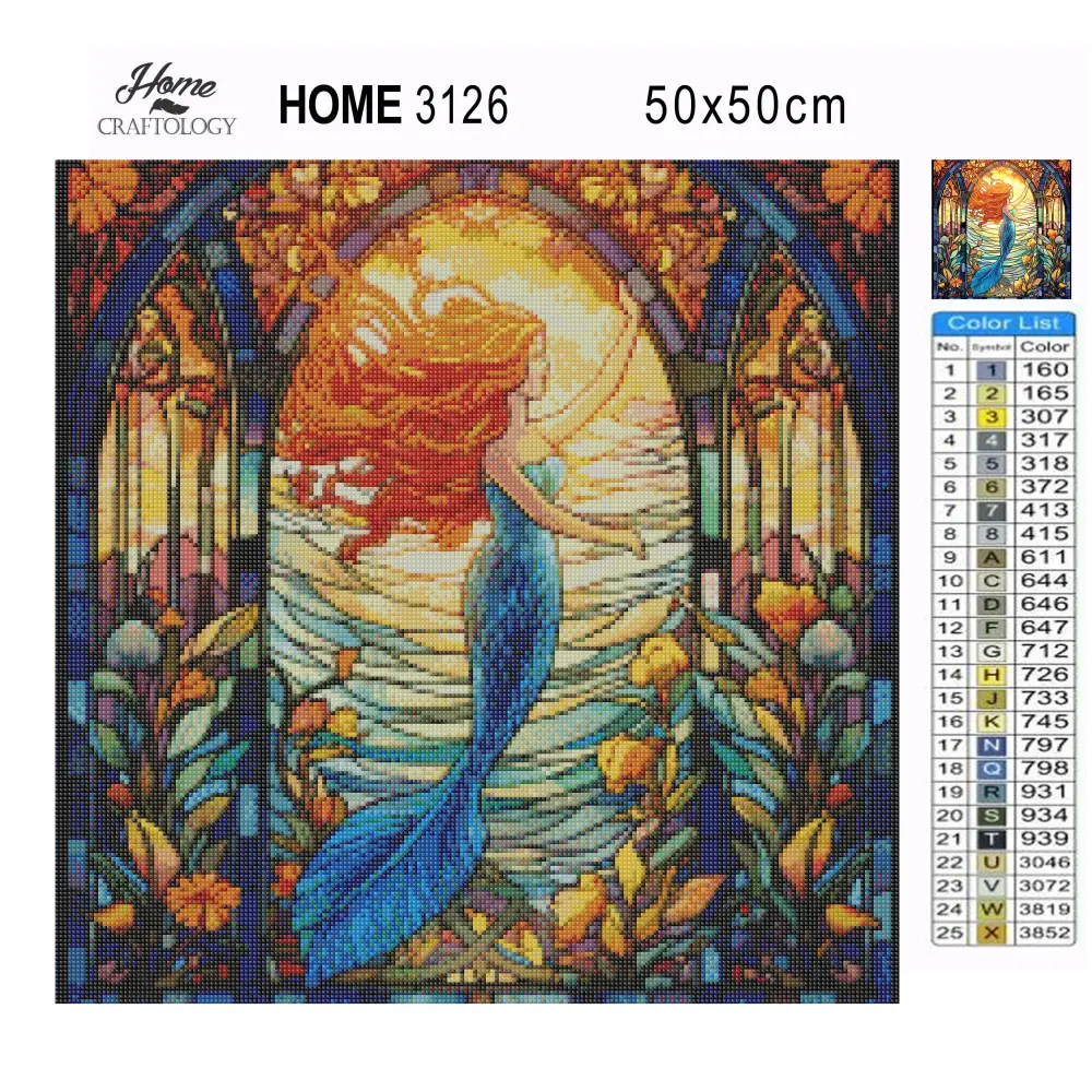 Stained Glass Mermaid - Exclusive Premium Diamond Painting Kit - Diamond Painting Kit