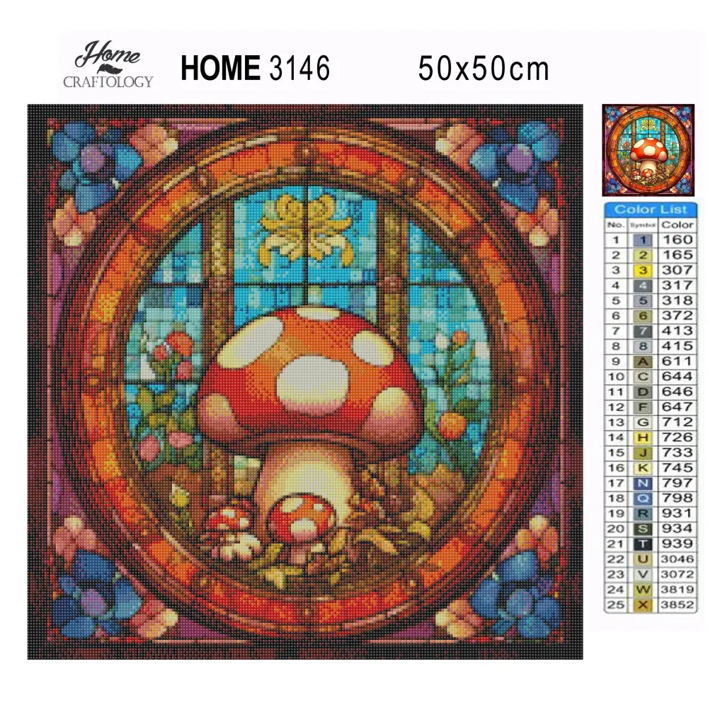 Stained Glass Mushroom - Exclusive Premium Diamond Painting Kit - Diamond Painting Kit