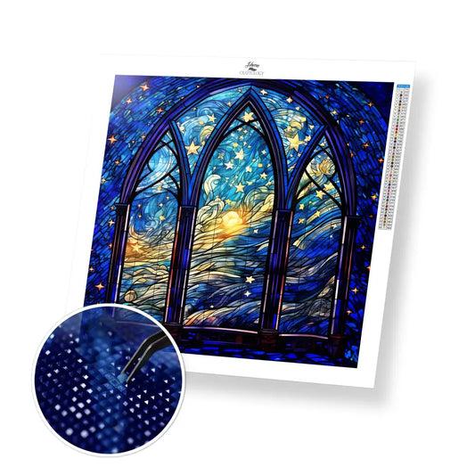 Stained Glass Night Sky - Exclusive Premium Diamond Painting Kit - 30x30cm / 12x12’’ / Square (Most Popular) - Diamond