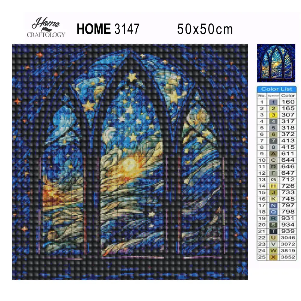 Stained Glass Night Sky - Exclusive Premium Diamond Painting Kit - Diamond Painting Kit