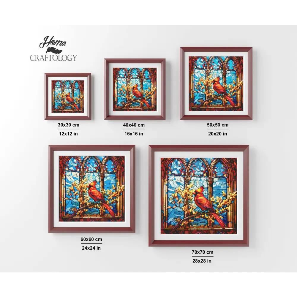 Stained Glass Red Cardinal - Exclusive Premium Diamond Painting Kit - Diamond Painting Kit