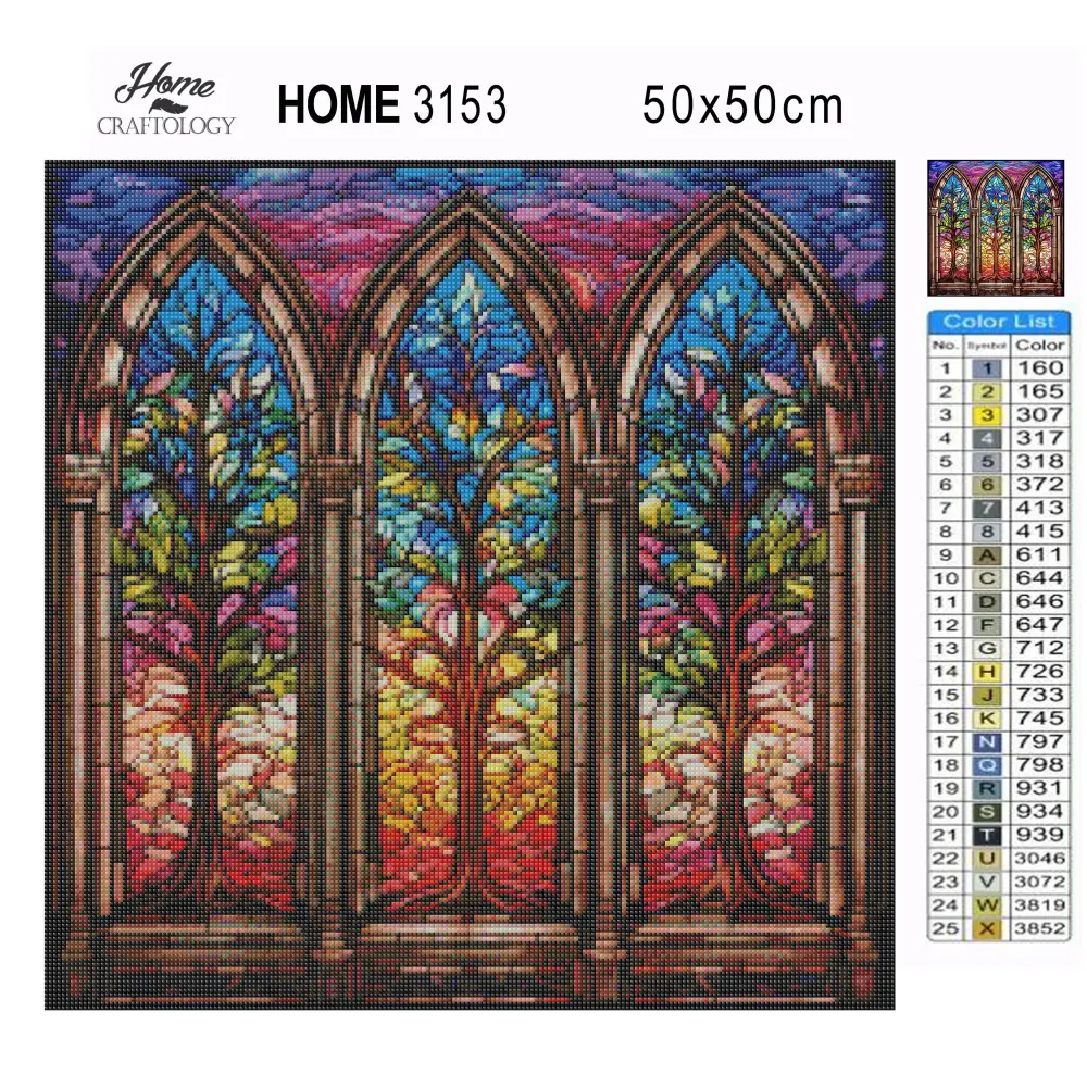 Stained Glass Trees - Exclusive Premium Diamond Painting Kit - Diamond Painting Kit