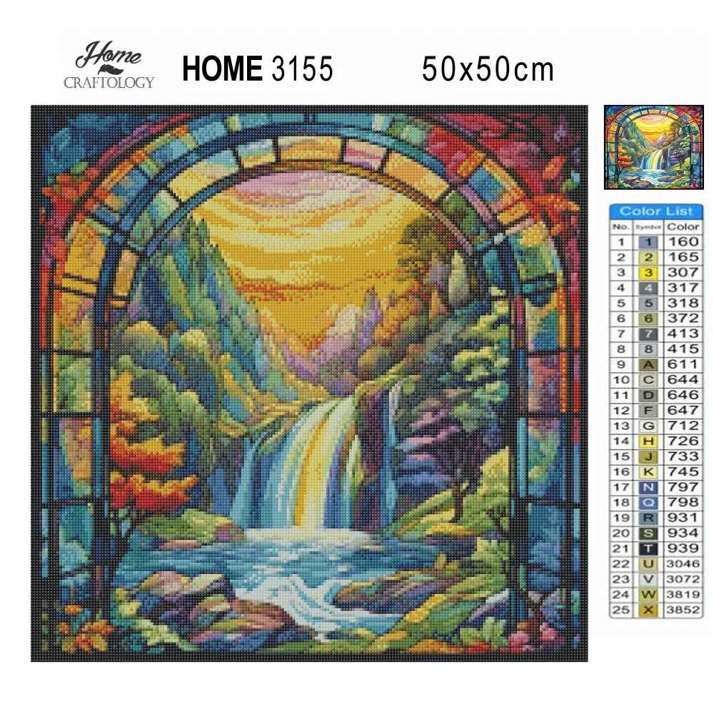 Stained Glass Waterfalls - Exclusive Premium Diamond Painting Kit - Diamond Painting Kit