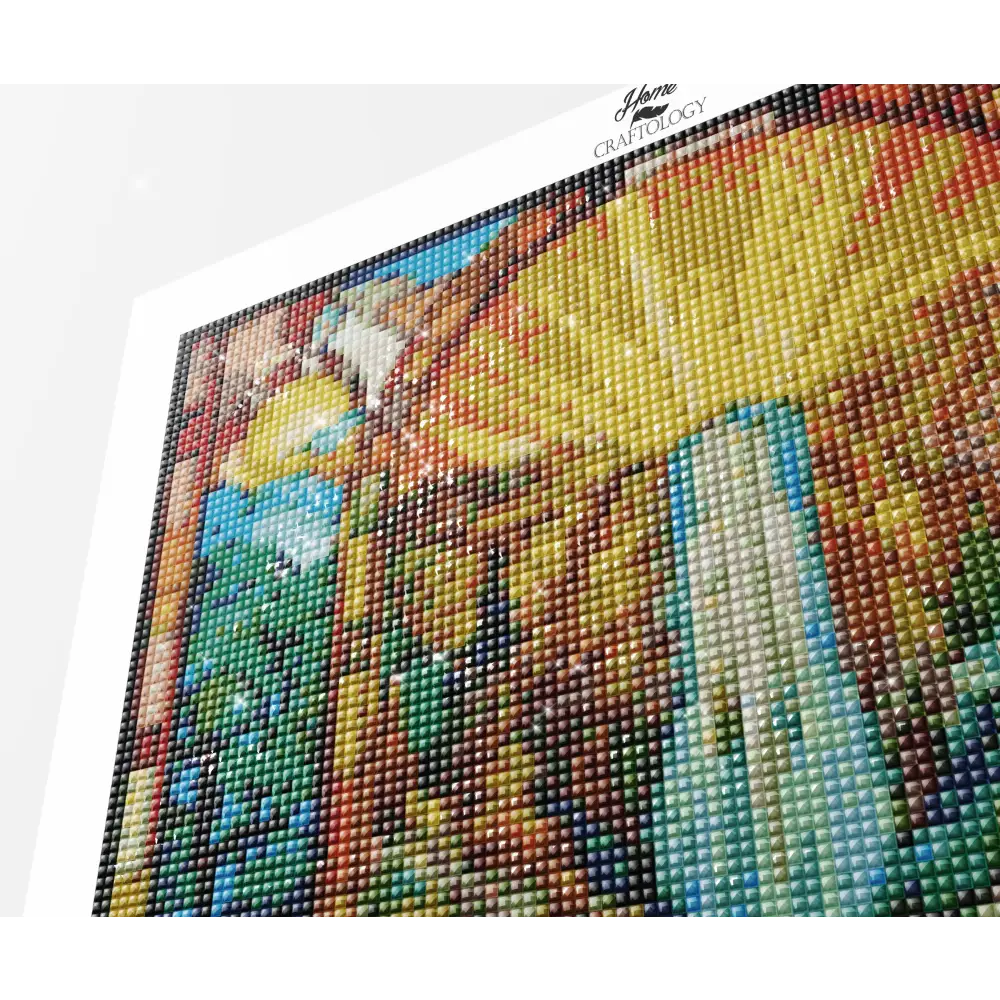 Stained Glass Waterfalls Sunset - Exclusive Premium Diamond Painting Kit - Diamond Painting Kit