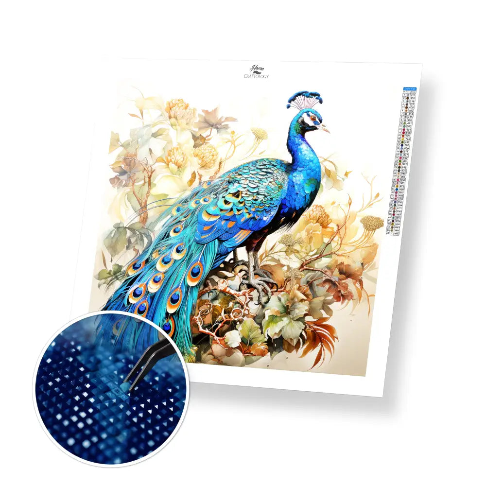 Stunning Peacock - Exclusive Premium Diamond Painting Kit - 30x30cm / 12x12’’ / Square (Most Popular) - Diamond