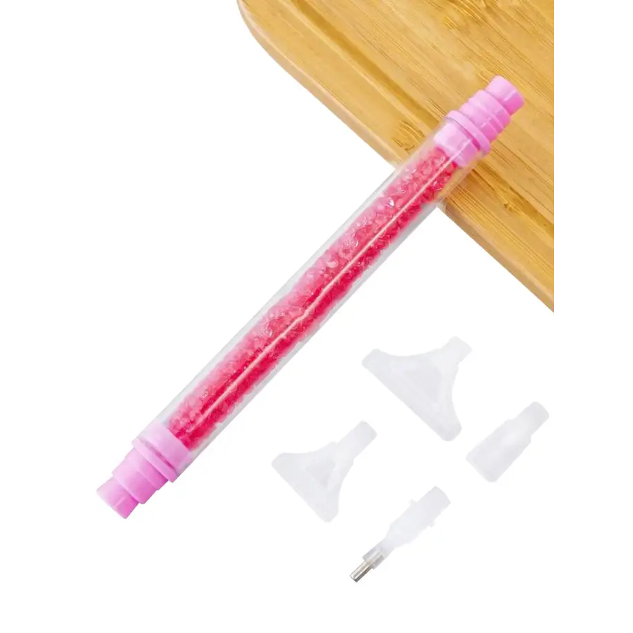 Stylish Diamond Paining Pen with 4 Replaceable Tips - Pink - Diamond Painting Cross Stitch