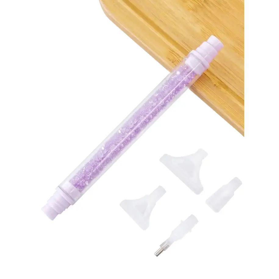 Stylish Diamond Paining Pen with 4 Replaceable Tips - Purple - Diamond Painting Cross Stitch