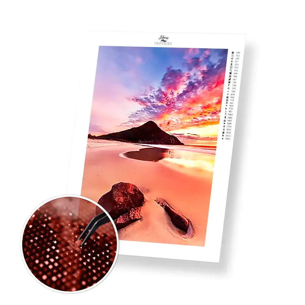Sunset by the Beach - Premium Diamond Painting Kit - 30x45cm / 12x18’’ / Square (Most Popular) - Diamond Painting Kit