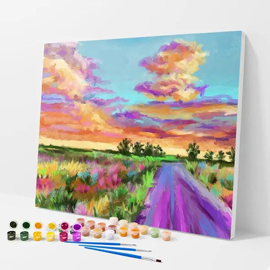 Sunset Over the Field Kit - Paint By Numbers - 30x40cm / 12x16’’ / No Frame - Paint By Numbers
