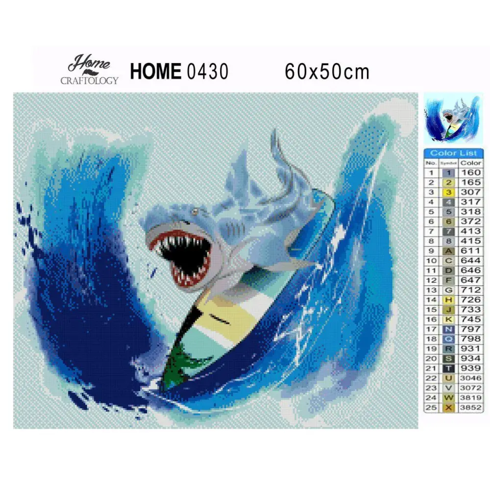 Surfing Shark - Premium Diamond Painting Kit - Diamond Painting Kit
