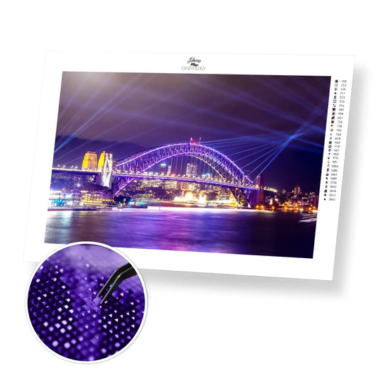 Sydney Bridge at Night - Premium Diamond Painting Kit - 45x30cm / 18x12’’ / Square (Most Popular) - Diamond Painting Kit