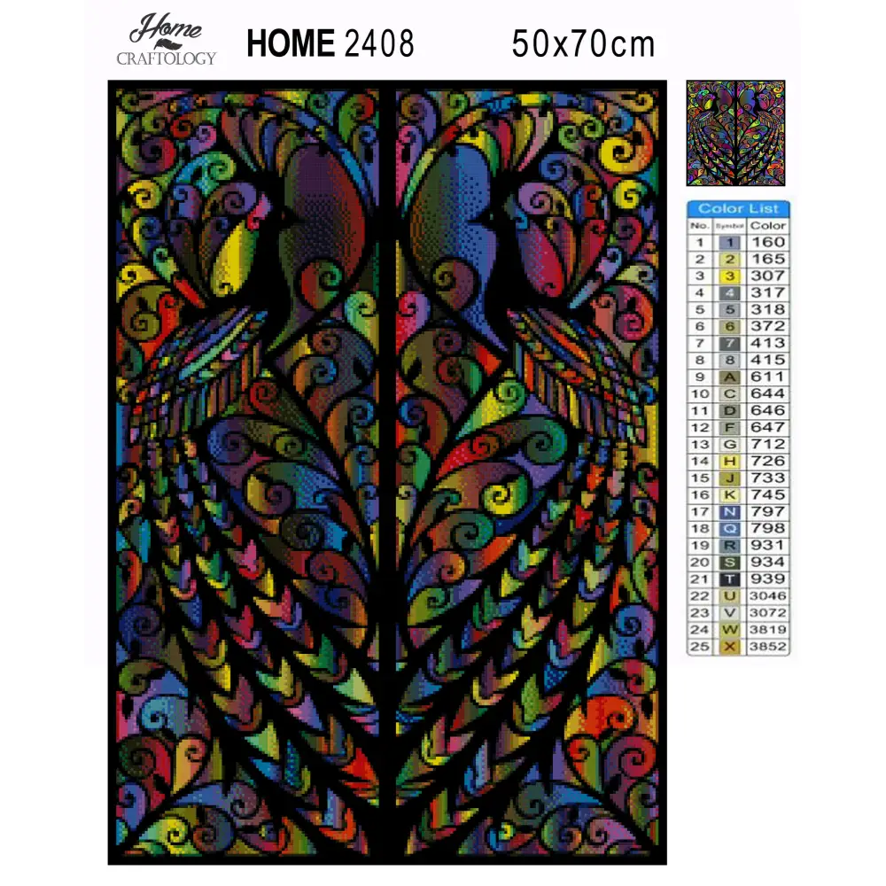 Symmetrical Peacocks - Premium Diamond Painting Kit - Diamond Painting Kit