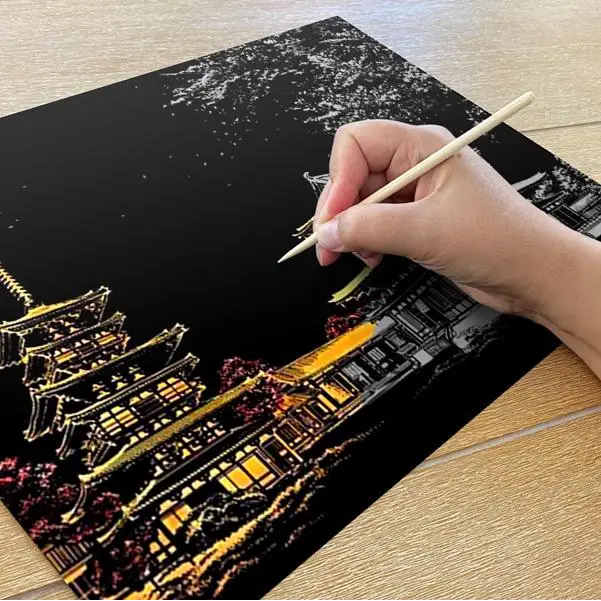 Temple Japan - Scratch Painting Kit - Scratch Painting
