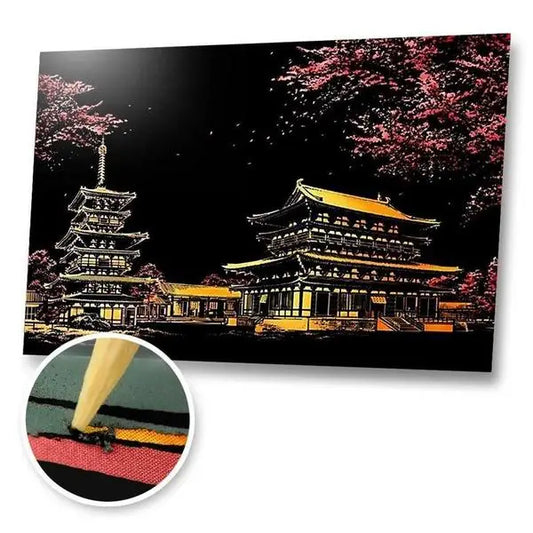 Temple Japan - Scratch Painting Kit - Scratch Painting