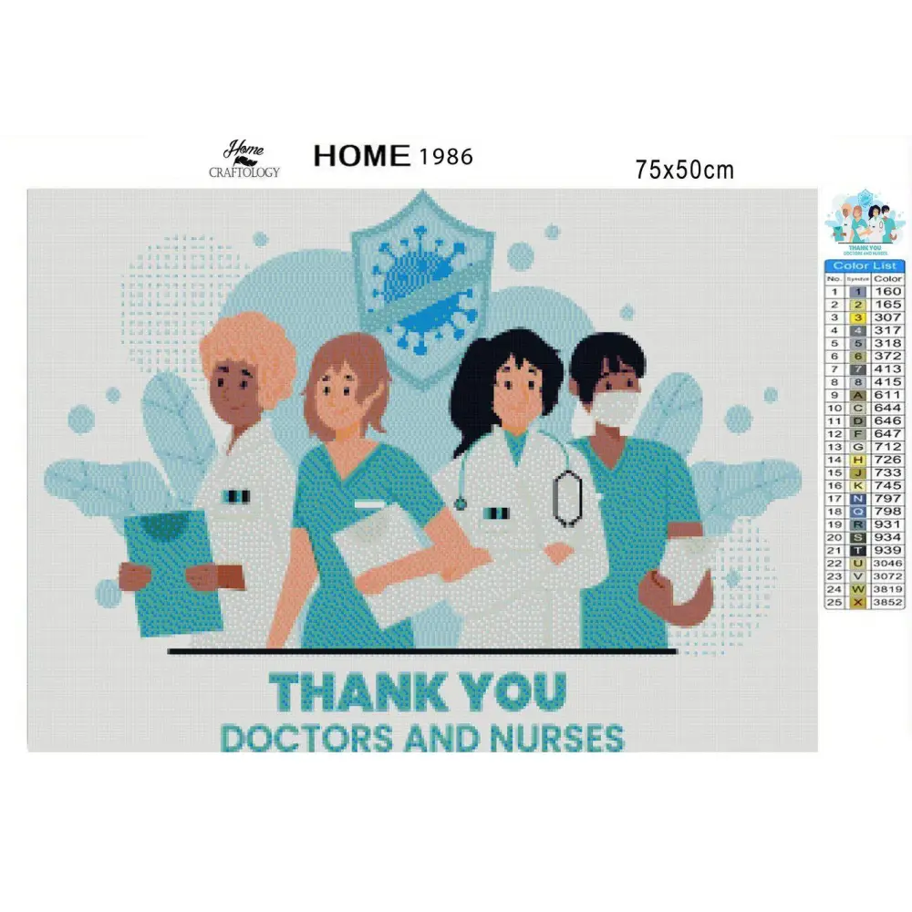 Thank You Doctors and Nurses - Premium Diamond Painting Kit - Diamond Painting Kit