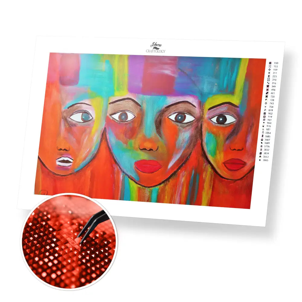 Three Faces - Premium Diamond Painting Kit - 30x20cm / 12x8’’ / Square (Most Popular) - Diamond Painting Kit