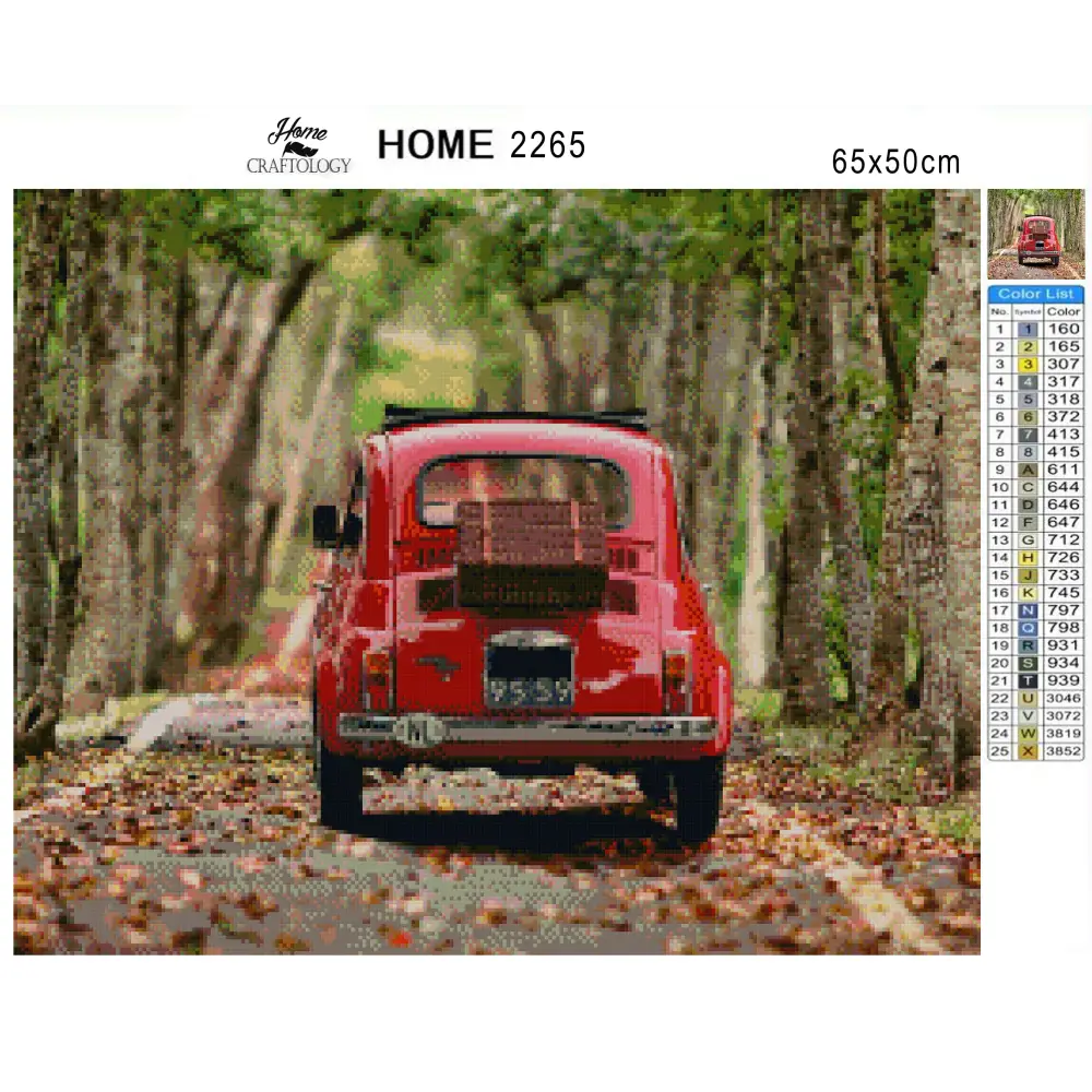 Travelling Red Car - Premium Diamond Painting Kit - Diamond Painting Kit