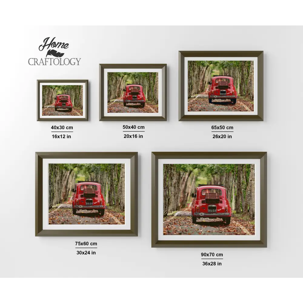 Travelling Red Car - Premium Diamond Painting Kit - Diamond Painting Kit