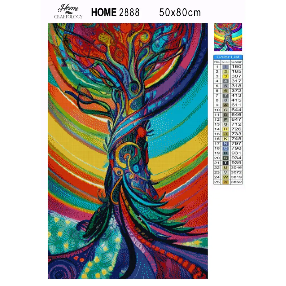 Tree with Colorful Background - Premium Diamond Painting Kit - Diamond Painting Kit