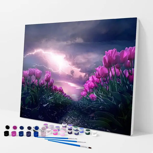 Tulips in the Storm Kit - Paint By Numbers - 30x40cm / 12x16’’ / No Frame - Paint By Numbers