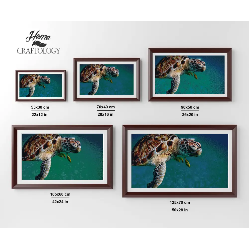 Turtle with Fishes - Premium Diamond Painting Kit - Diamond Painting Kit