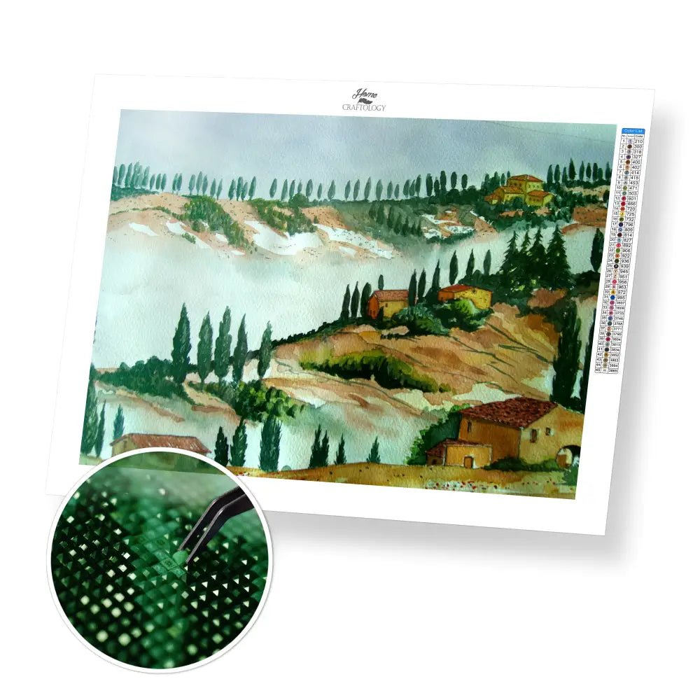 Tuscany Landscape - Premium Diamond Painting Kit - 40x30cm / 16x12’’ / Square (Most Popular) - Diamond Painting Kit