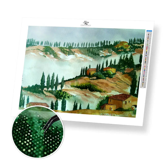 Tuscany Landscape - Premium Diamond Painting Kit - 40x30cm / 16x12’’ / Square (Most Popular) - Diamond Painting Kit