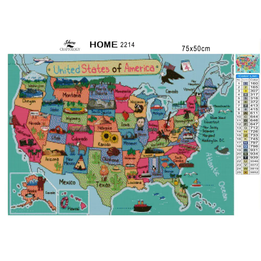 US Map - Premium Diamond Painting Kit - Diamond Painting Kit