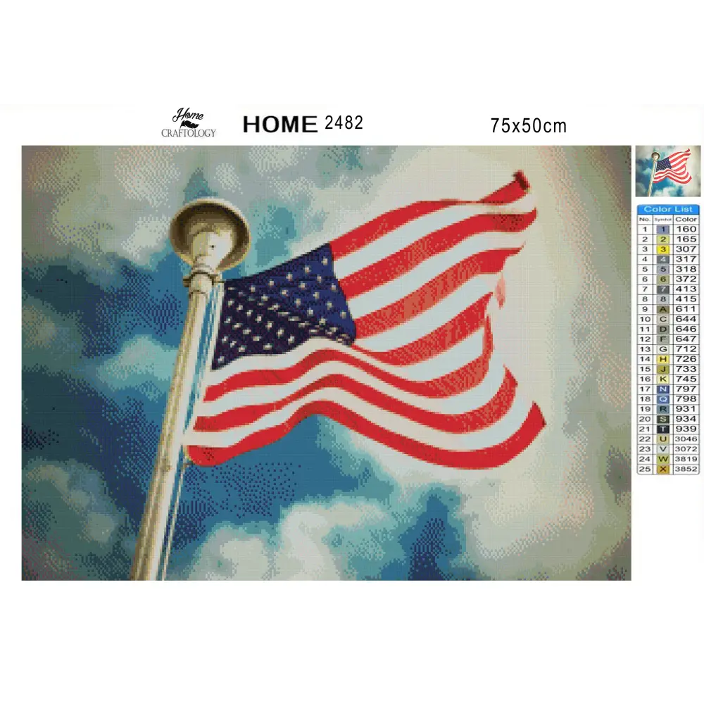 USA Flag on a Pole - Premium Diamond Painting Kit - Diamond Painting Kit