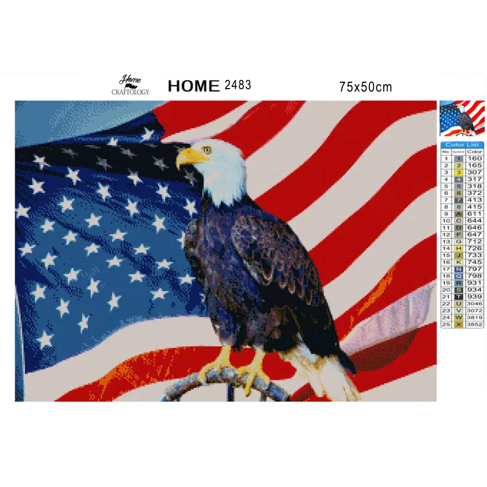 USA Flag with Bald Eagle - Premium Diamond Painting Kit - Diamond Painting Kit