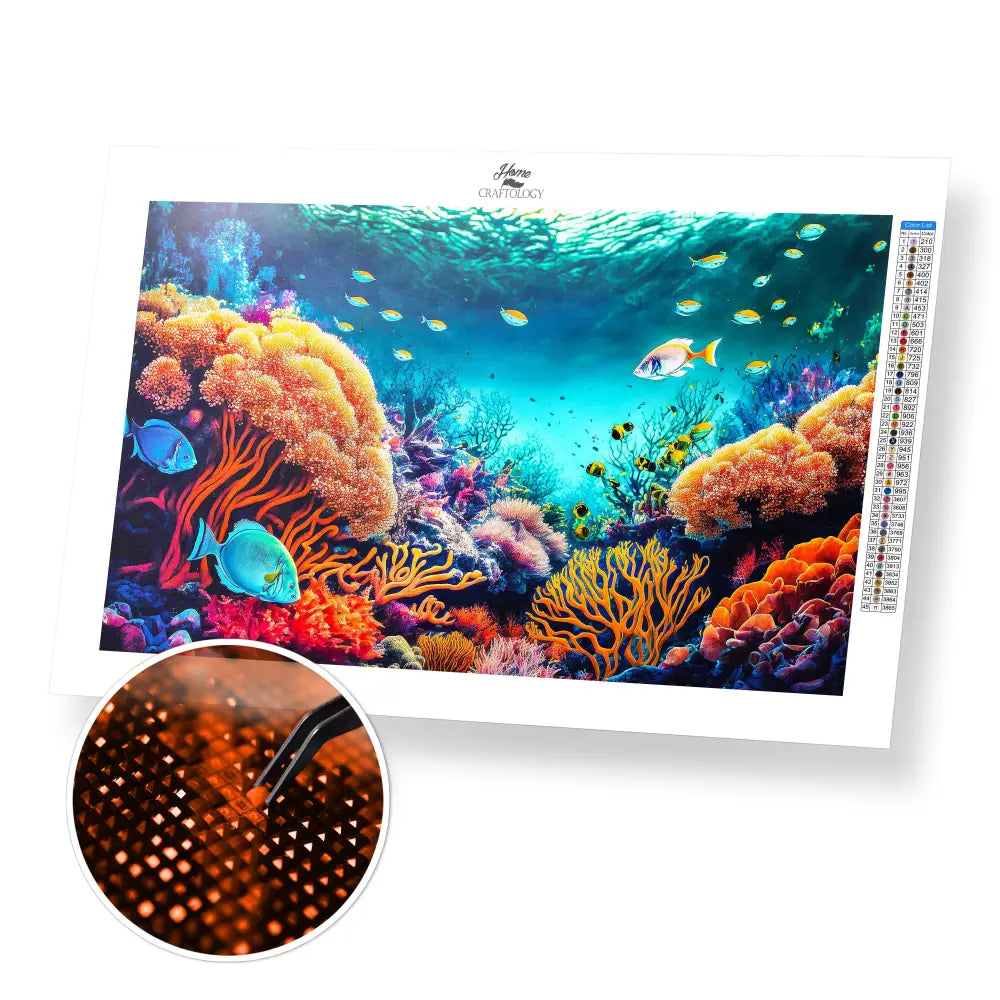 Vibrant Corals - Premium Diamond Painting Kit - 50x30cm / 20x12’’ / Square (Most Popular) - Diamond Painting Kit