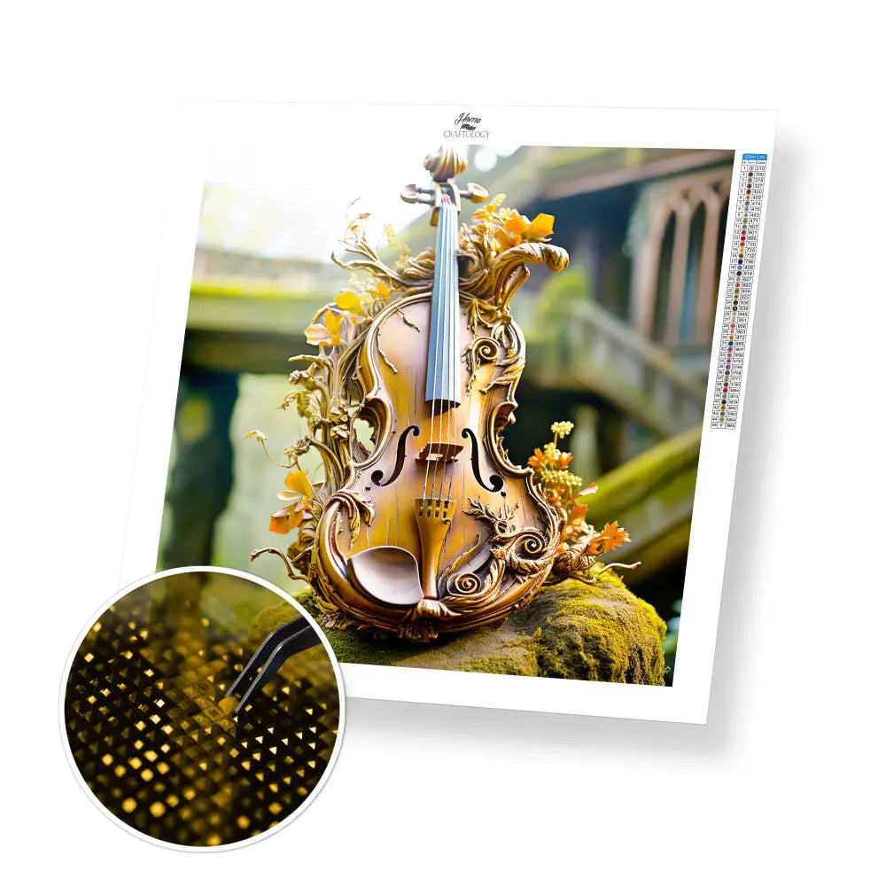Violin with Branches - Exclusive Premium Diamond Painting Kit - 30x30cm / 12x12’’ / Square (Most Popular) - Diamond