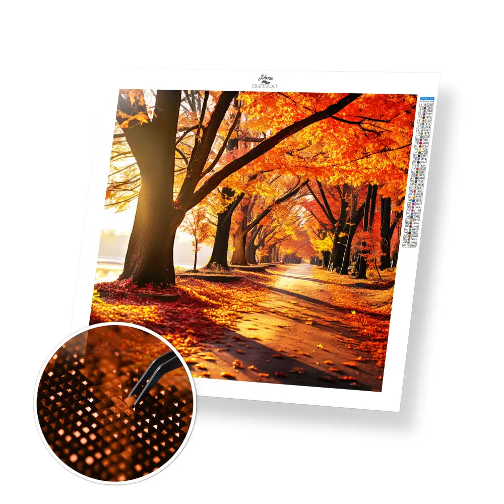 Walk along the Trees - Exclusive Premium Diamond Painting Kit - 20x20cm / 8x8’’ / Square (Most Popular) - Diamond