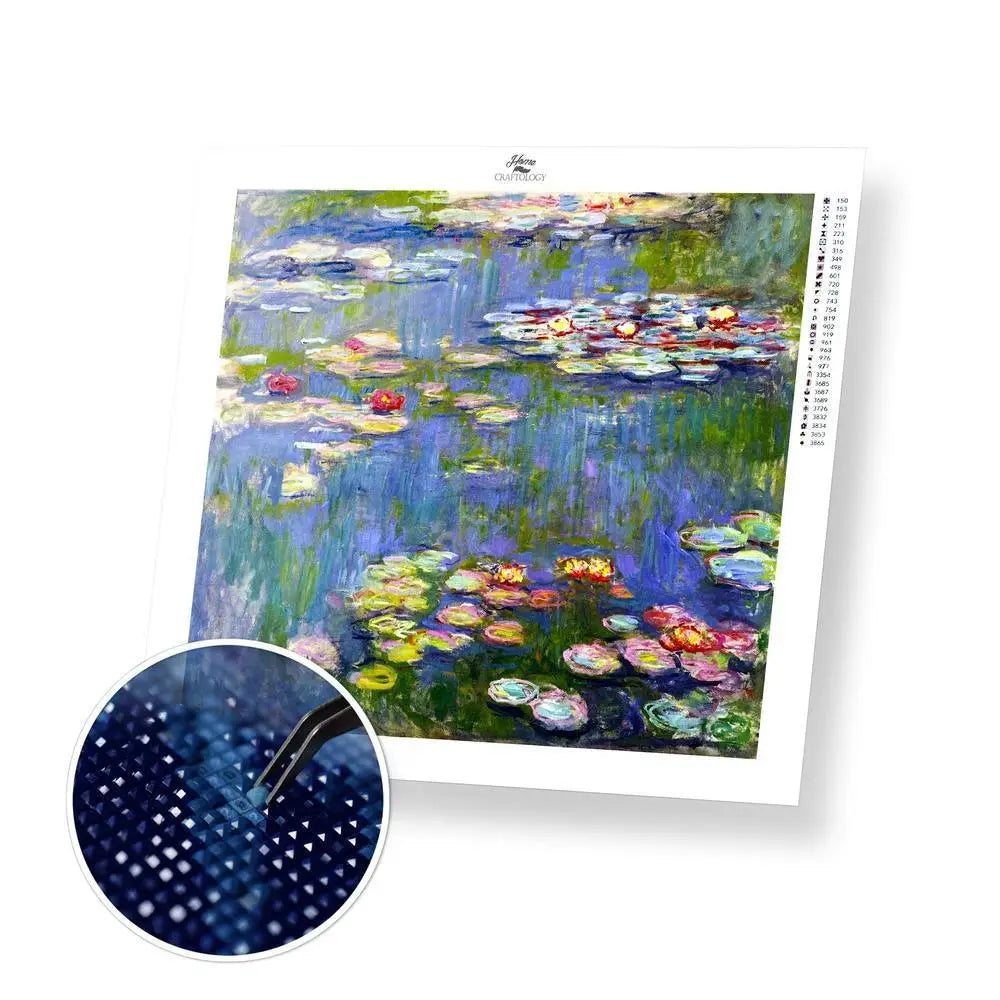 Water Lilies Painting - Premium Diamond Painting Kit - 30x30cm / 12x12’’ / Square (Most Popular) - Diamond Painting Kit