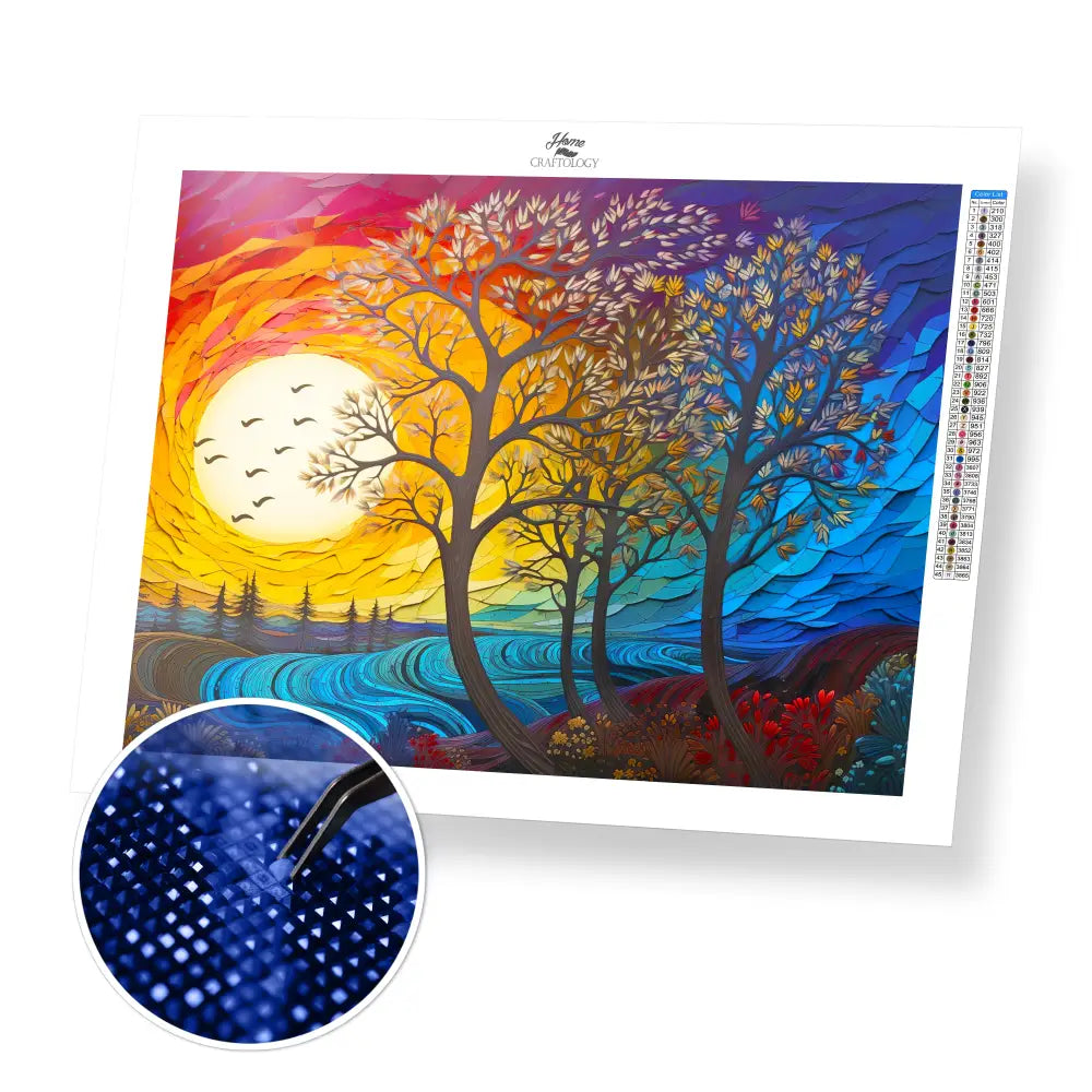 Waves of Sunset - Exclusive Premium Diamond Painting Kit - 40x30cm / 16x12’’ / Square (Most Popular) / No Frame