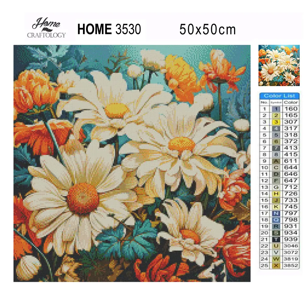 White Daisy - Exclusive Premium Diamond Painting Kit - Diamond Painting Kit