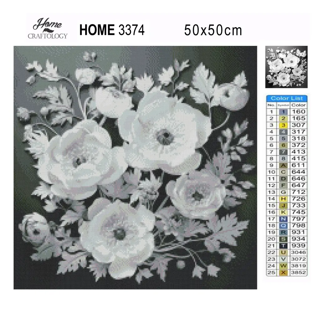 White Flowers - Exclusive Premium Diamond Painting Kit - Diamond Painting Kit
