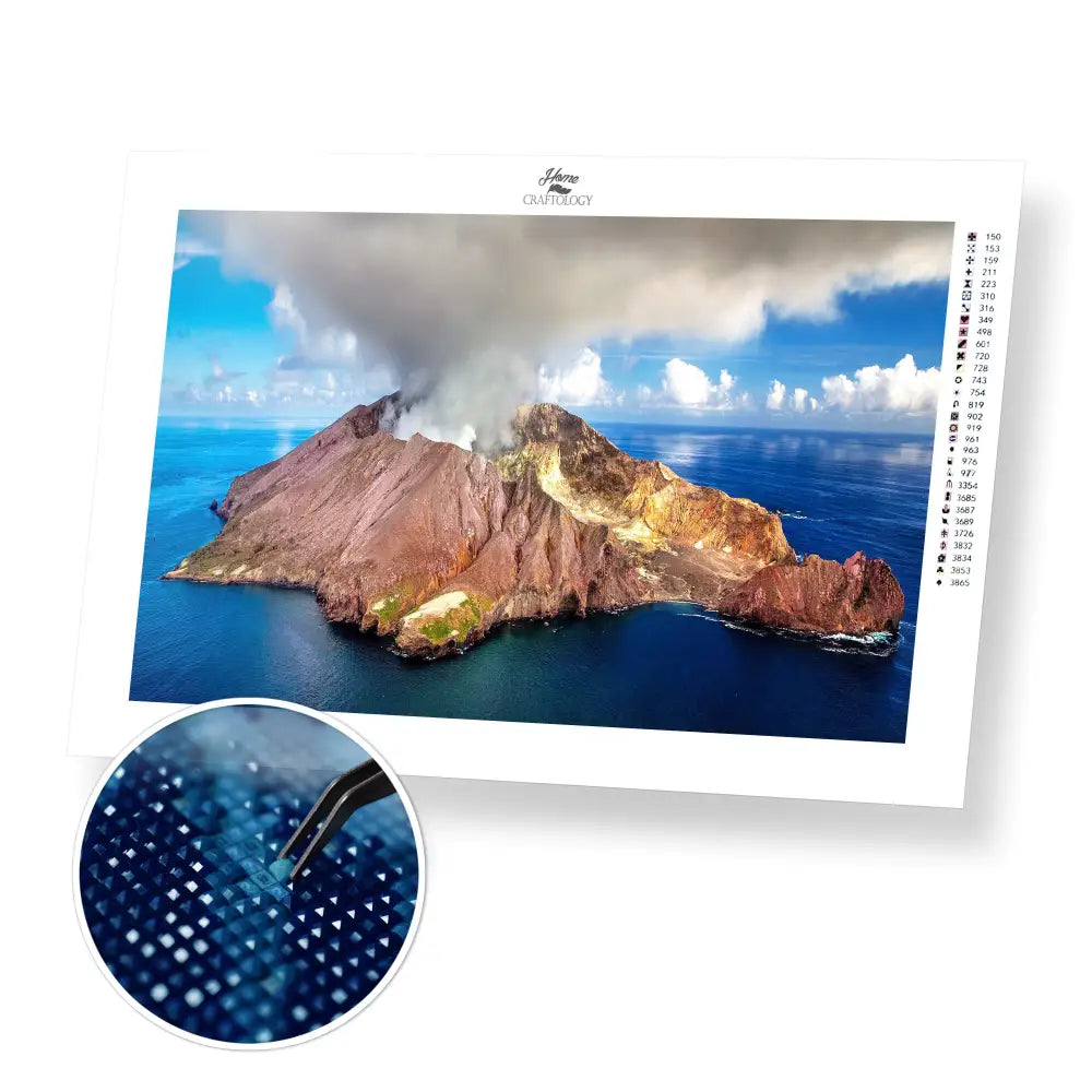 White Island Volcano - Premium Diamond Painting Kit - 45x30cm / 18x12’’ / Square (Most Popular) - Diamond Painting Kit