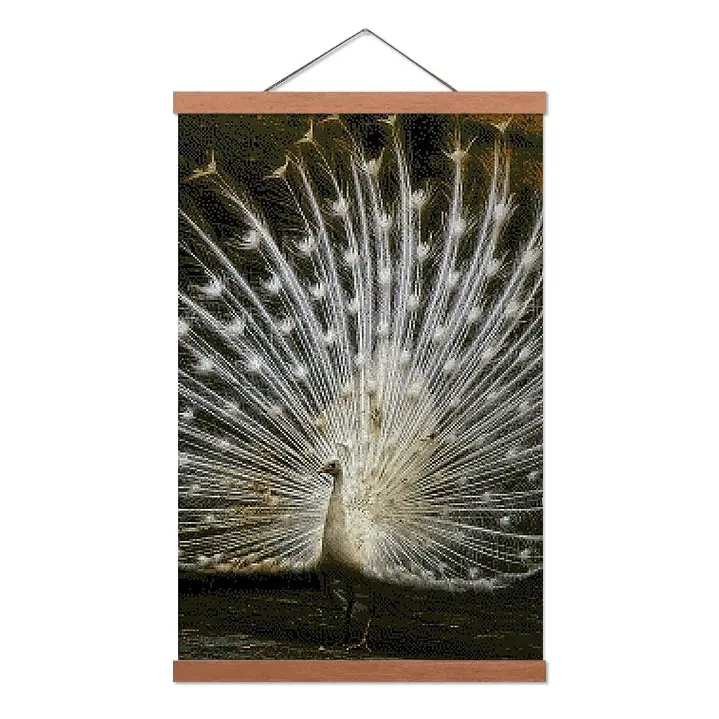 White Peacock with Open Feathers - Premium Diamond Painting Kit - Diamond Painting Kit