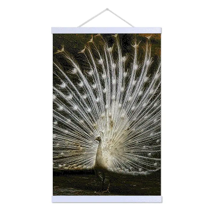 White Peacock with Open Feathers - Premium Diamond Painting Kit - Diamond Painting Kit