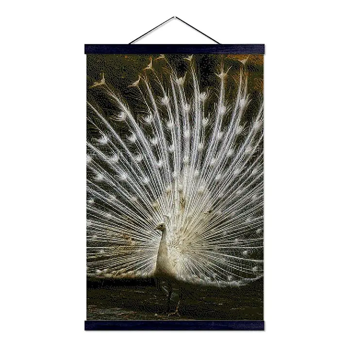 White Peacock with Open Feathers - Premium Diamond Painting Kit - Diamond Painting Kit