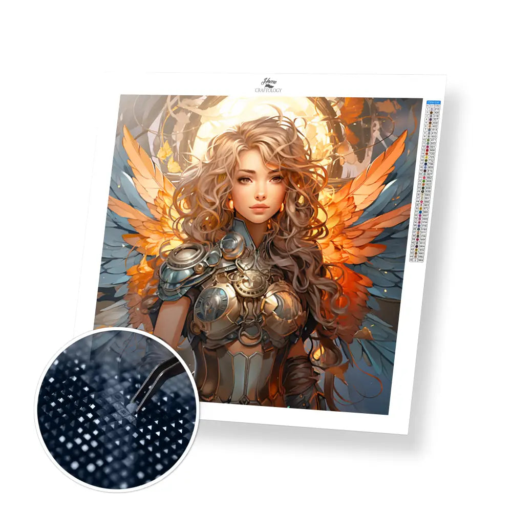 Winged Warrior - Exclusive Premium Diamond Painting Kit - 20x20cm / 8x8’’ / Square (Most Popular) / No Frame - Diamond