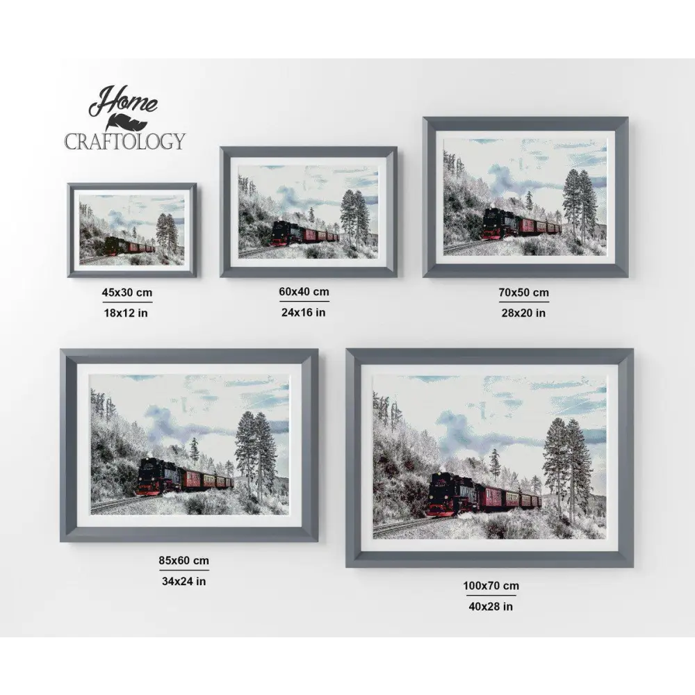 Winter Train - Premium Diamond Painting Kit - Diamond Painting Kit