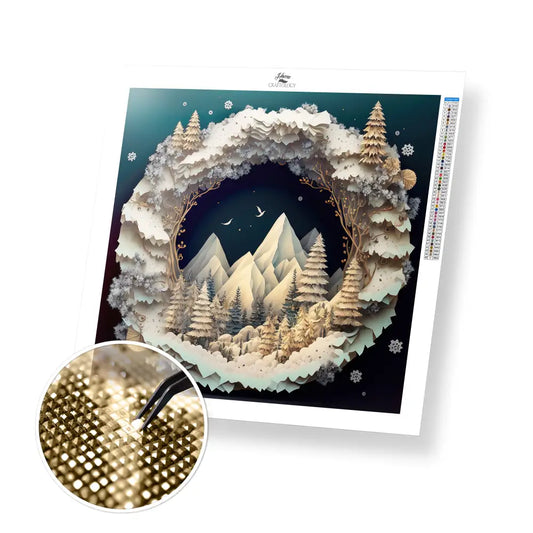 Winter Wreath - Premium Diamond Painting Kit - 30x30cm / 12x12’’ / Square (Most Popular) - Diamond Painting Kit