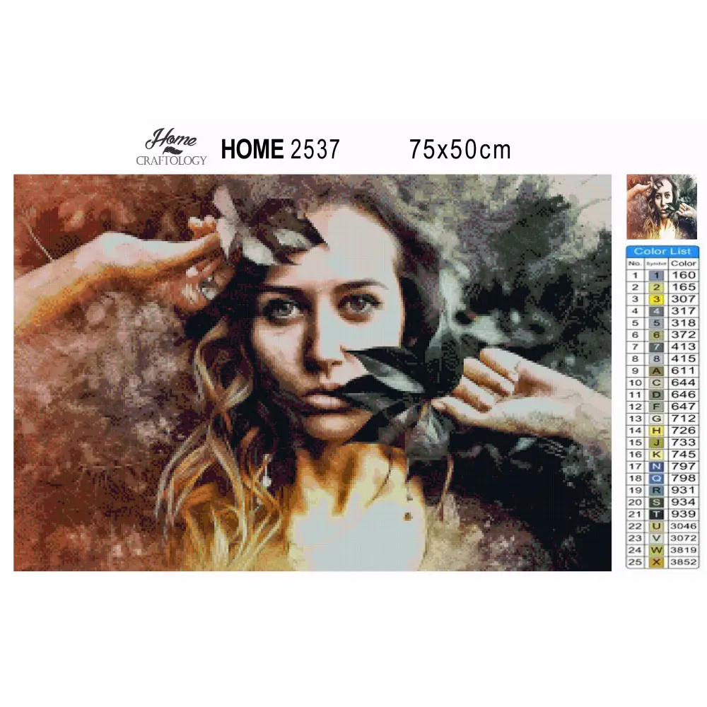 Woman and Leaves - Premium Diamond Painting Kit - Diamond Painting Kit