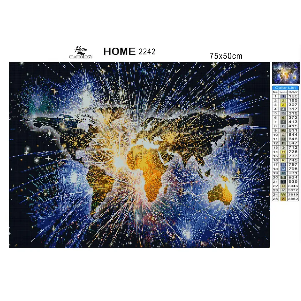 World Map Fireworks - Premium Diamond Painting Kit - Diamond Painting Kit