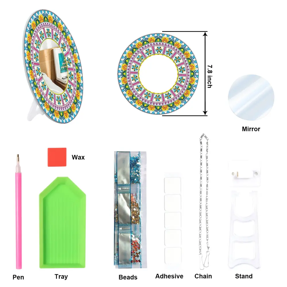 Yellow and Green Sun - Diamond Painting Mirror - Mirror