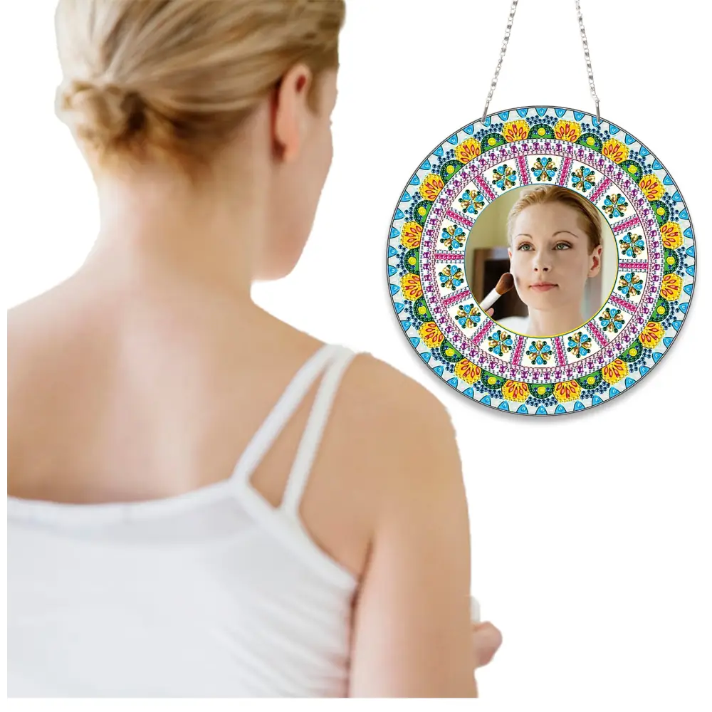 Yellow and Green Sun - Diamond Painting Mirror - Mirror
