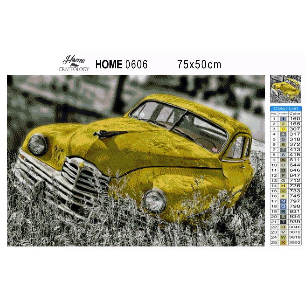 Yellow Vintage Car - Premium Diamond Painting Kit - Diamond Painting Kit