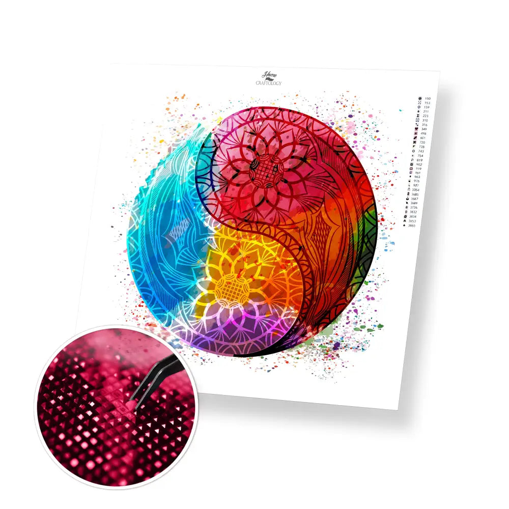 Yin and Yang Mandala - Premium Diamond Painting Kit - 30x30cm / 12x12’’ / Square (Most Popular) - Diamond Painting Kit